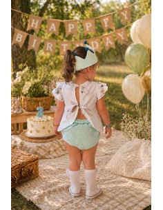 Pack blusa abierta y cubrepañal más corona