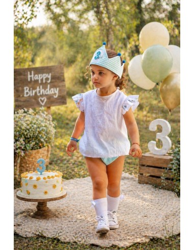 Pack blusa abierta y cubrepañal más corona