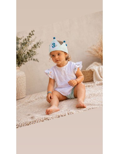 Pack blusa abierta y cubrepañal más corona